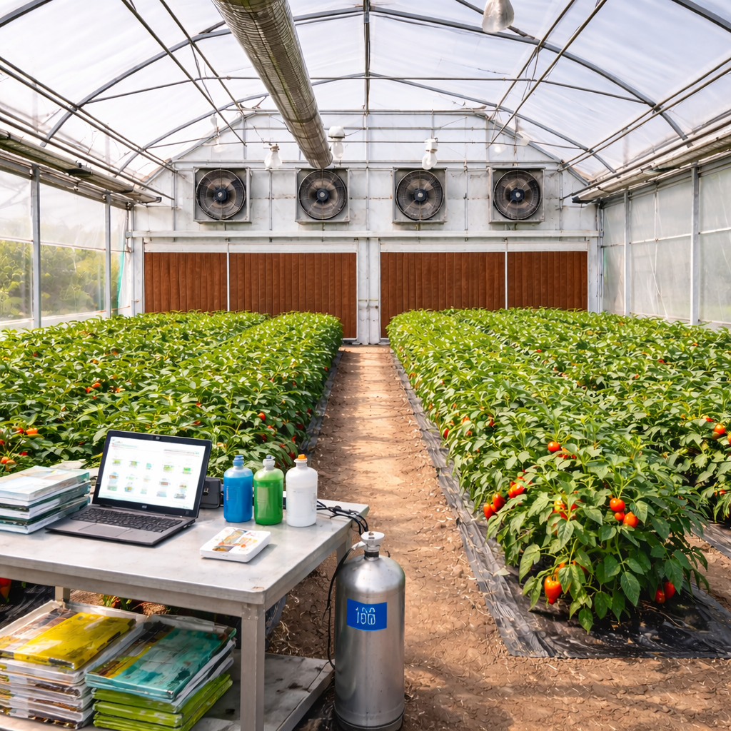 modern polyhouse with advanced climate control